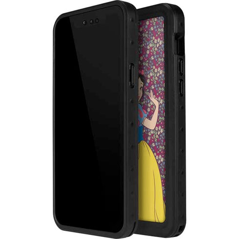 Disney Snow White Character with Floral Pattern iPhone 15 Waterproof Case